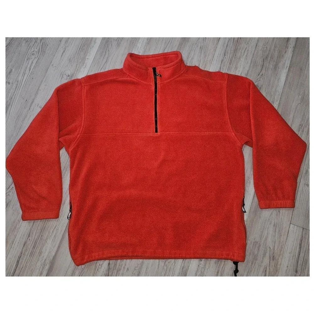Eddie Bauer EBTEK Fleece Pullover Men's L Orange 1/4Zip Y2K ‎ #61642